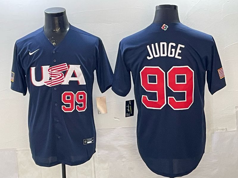 Men 2026 World Cub USA #99 Judge Blue Nike MLB Jersey style 07->ncaa teams->NCAA Jersey